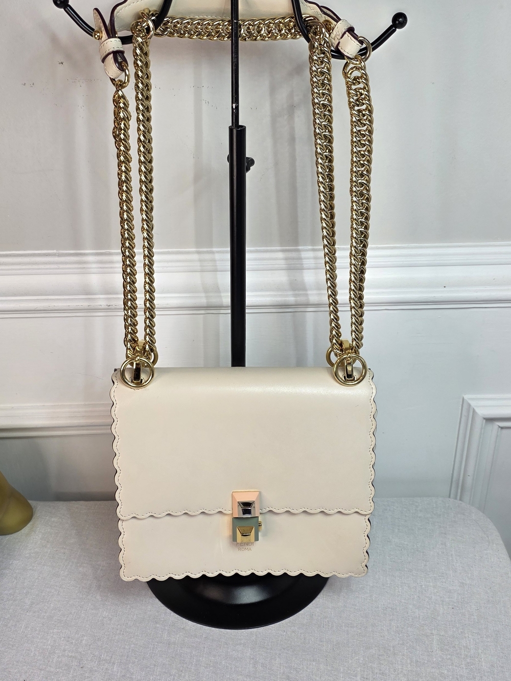 Fendi Scalloped Kan I Shoulder Bag With COA